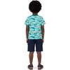 Boys Graphic Tee, Teal Sharks - T-Shirts - 3