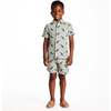 Boys Short Sleeve Cabana Set, Green Stripe Dino - Mixed Apparel Set - 9