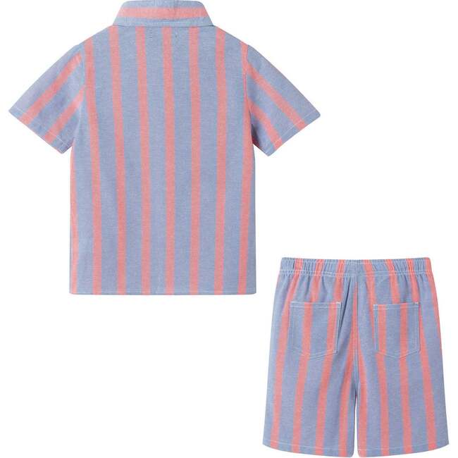 Boys Orange Striped Airy Oxford Set, Orange Stripe - Mixed Apparel Set - 10