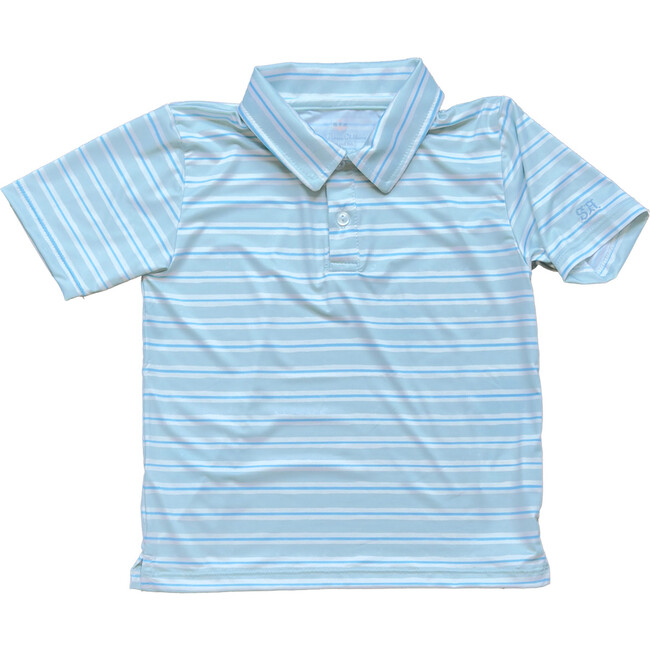 Athletic Polo in Stripe in Blue Jay