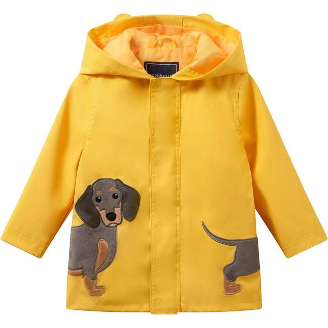 Boys Dog Applique Raincoat, Yellow