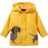 Boys Dog Applique Raincoat, Yellow - Raincoats - 1 - thumbnail