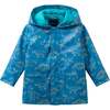 Boys Allover Print Raincoat, Blue Dino - Raincoats - 1 - thumbnail