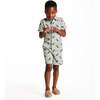 Boys Short Sleeve Cabana Set, Green Stripe Dino - Mixed Apparel Set - 11
