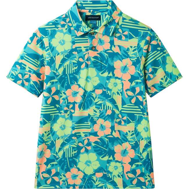 Big Kid Boys Short Sleeve Polo, Sunset Tropics