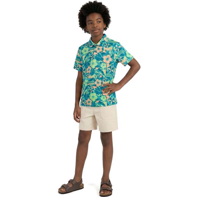 Big Kid Boys Short Sleeve Polo, Sunset Tropics