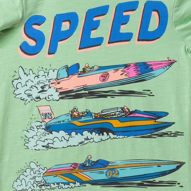 Boys Graphic Tee, Speed Boat - T-Shirts - 6