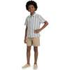 Big Kid Boys Puckered Stripes Buttondown, Blue Stripe - Button Downs - 5