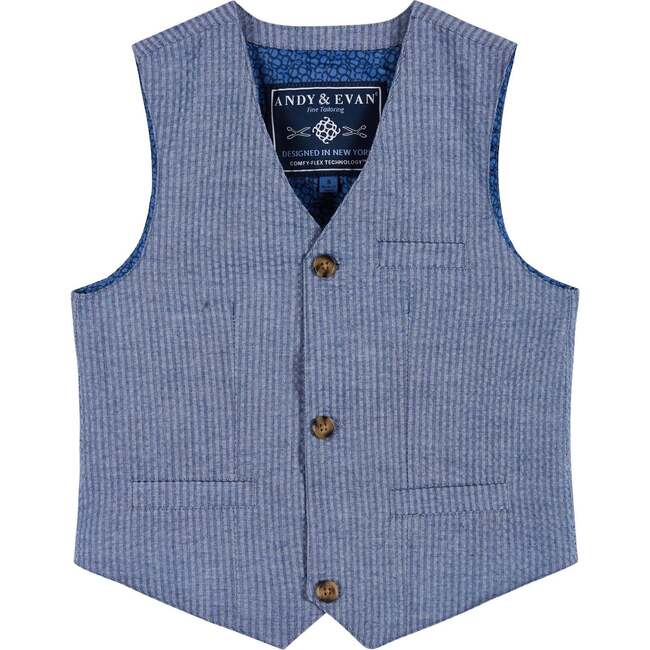 Boys (2-3) Seersucker Vest Suit Set, Blue & Pink - Mixed Apparel Set - 5