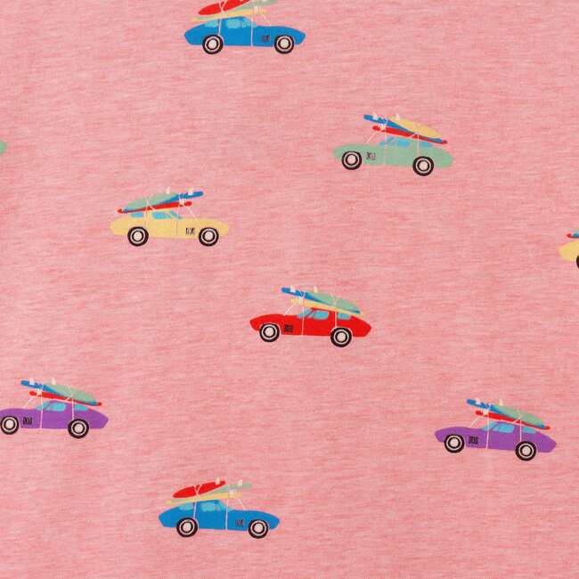 Boys Blue Printed Knit Buttondown, Orange Cars - Button Downs - 6