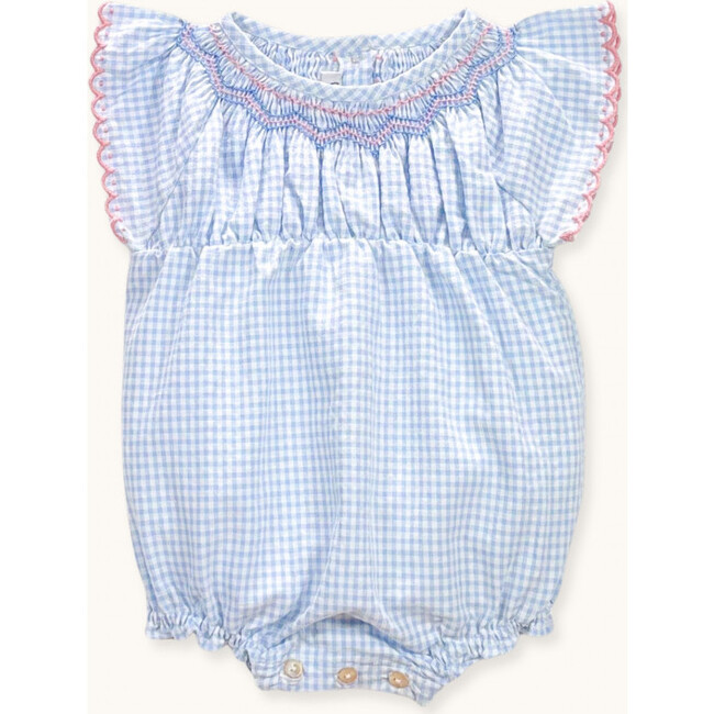 Romper Donna hand-smocked in blue gingham