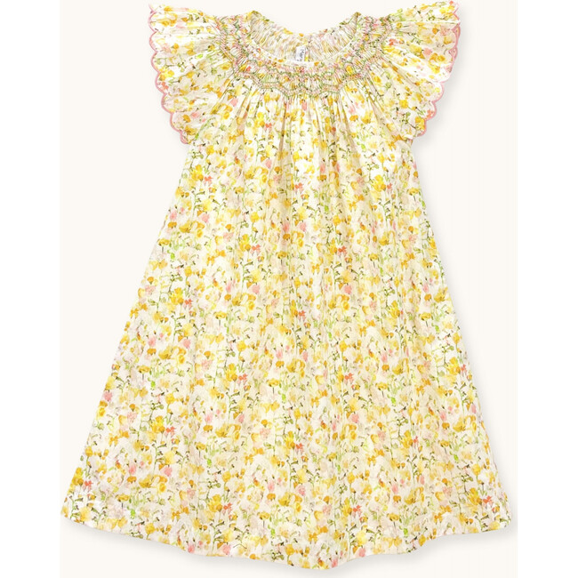 Dress Stella hand-smocked in Liberty Inky Fields