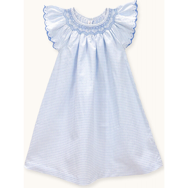 Dress Stella hand-smocked in blue gingham