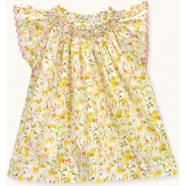 Baby dress Gabrielle hand-smocked in Liberty Inky Fields