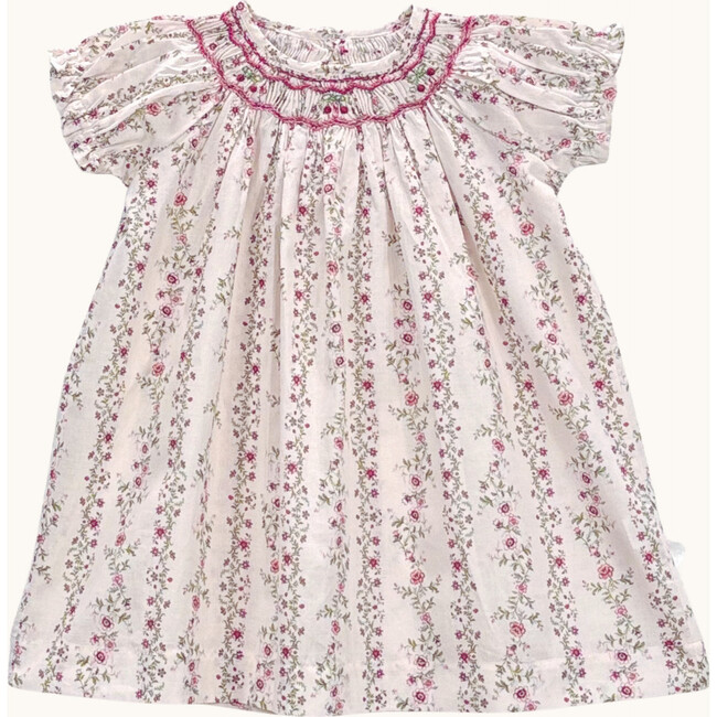 Baby dress Cherry hand-smocked roses farandole