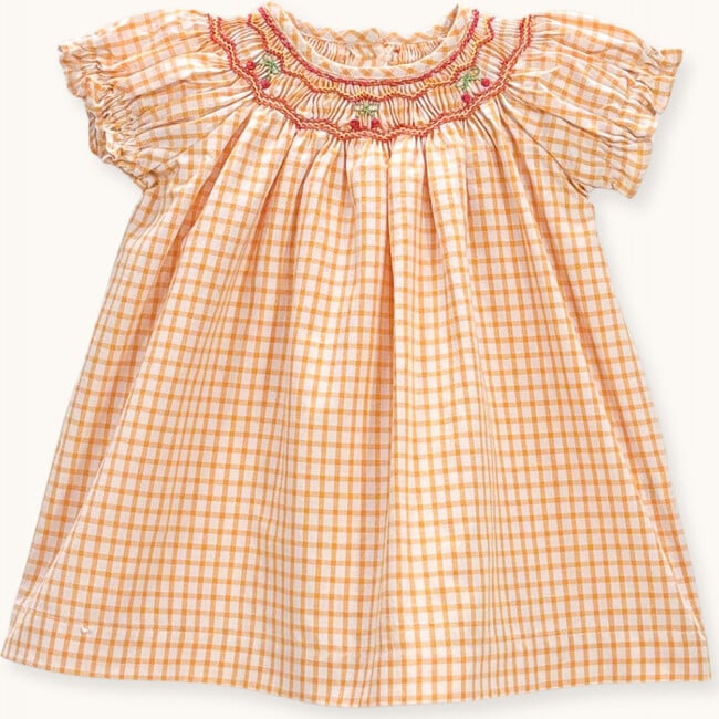 Baby dress Cherry Hand-smocked limoncello gingham