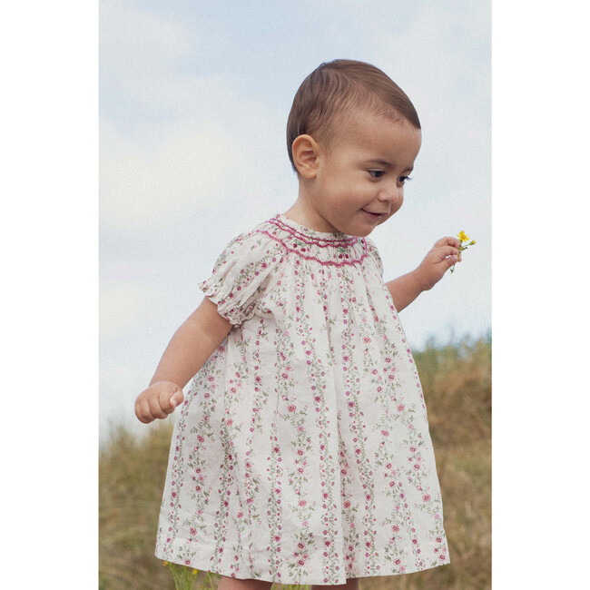 Baby dress Cherry hand-smocked roses farandole