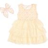 Lemon Floral Tank Tutu Dress & Bow Set, Yellow - Dresses - 1 - thumbnail