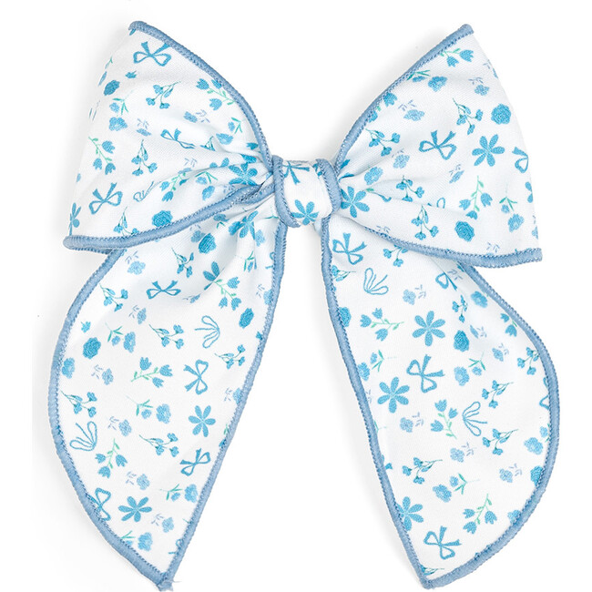 Sky Floral Tank Tutu Dress & Bow Set, Blue
