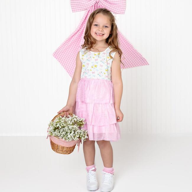 Sweet Floral Tank Tutu Dress & Bow Set, Pink - Dresses - 3