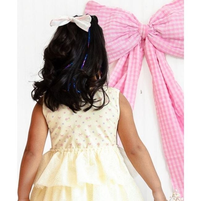 Lemon Floral Tank Tutu Dress & Bow Set, Yellow - Dresses - 4