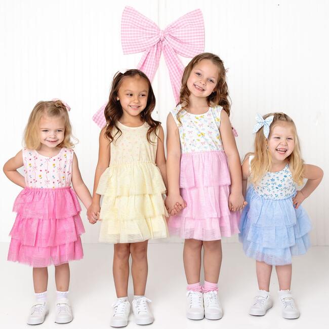 Peony Floral Tank Tutu Dress & Bow Set, Pink - Dresses - 6