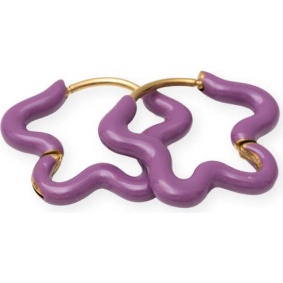 Enamel Flower Hoops, Purple