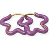 Enamel Flower Hoops, Purple - Earrings - 1 - thumbnail