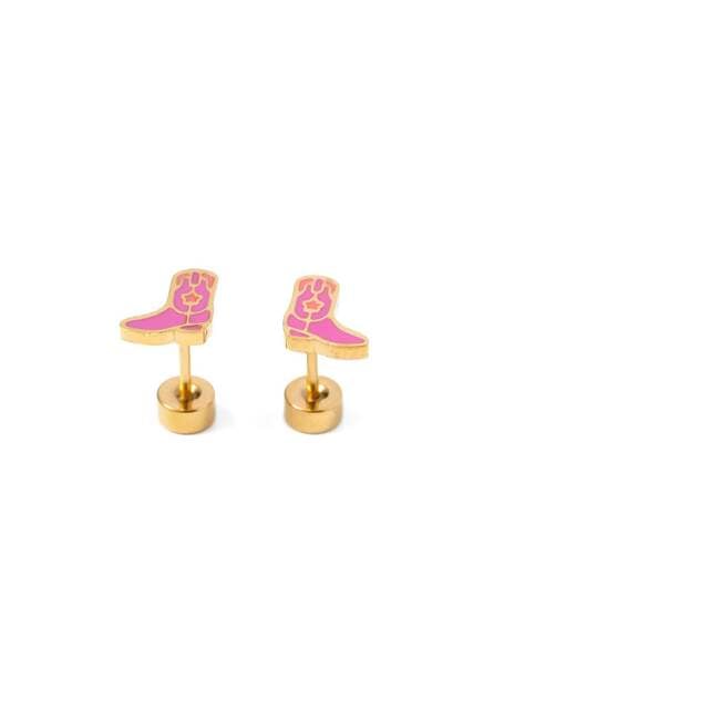 Cowboy Boot Studs, Pink - Earrings - 3