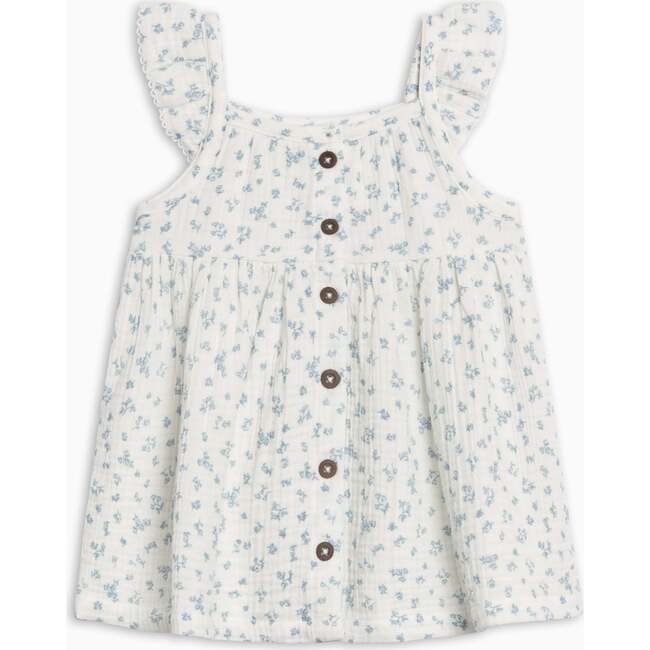 Maisy Muslin Ruffle Strap Dress, Rosebay Floral / Coconut + Sea