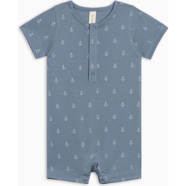 Mason Short Sleeve Romper, Anchor / Sea + Powder