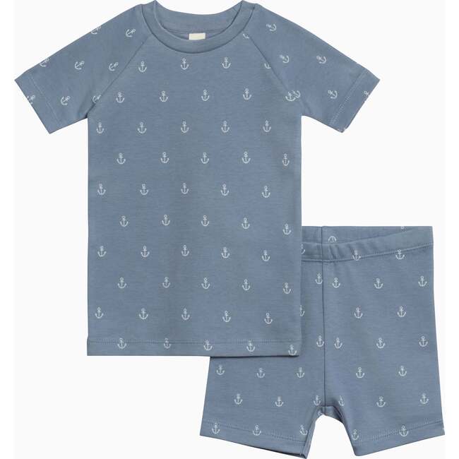 2, Piece Short Sleeve Jammie Set, Anchor / Sea + Powder