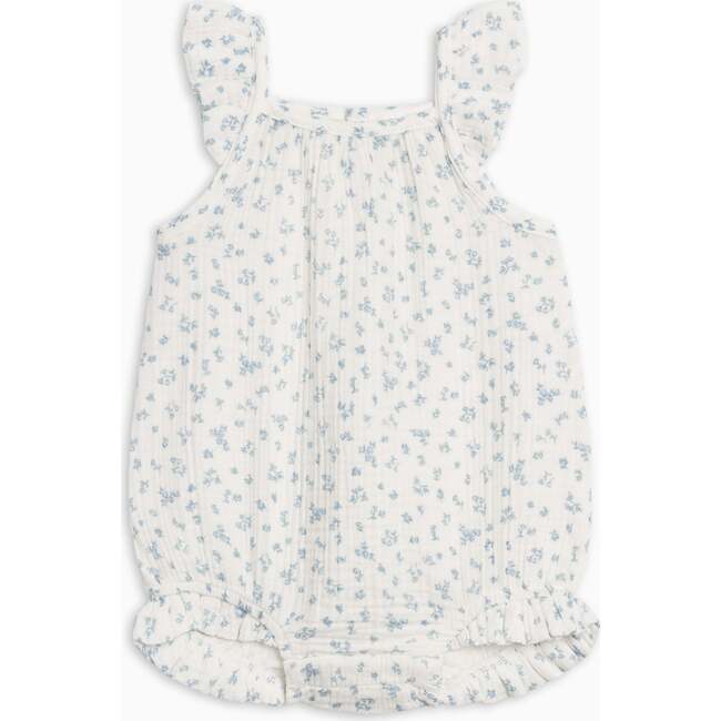 Sandra Muslin Tank Bubble Romper, Rosebay Floral / Coconut + Sea