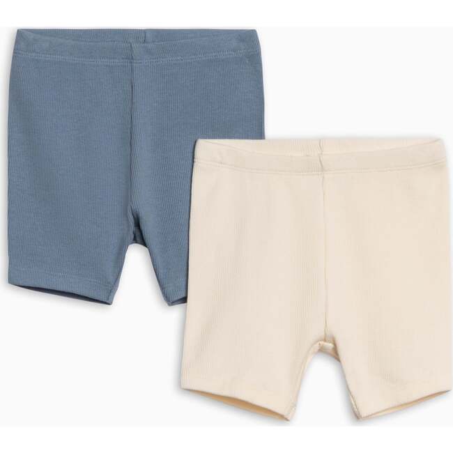 2, Pack Rae Ribbed Biker Shorts, Sea + Ivory