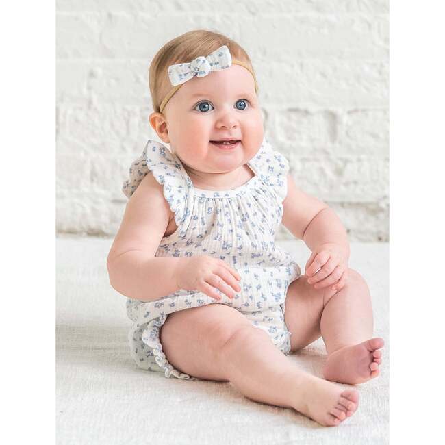 Sandra Muslin Tank Bubble Romper, Rosebay Floral / Coconut + Sea