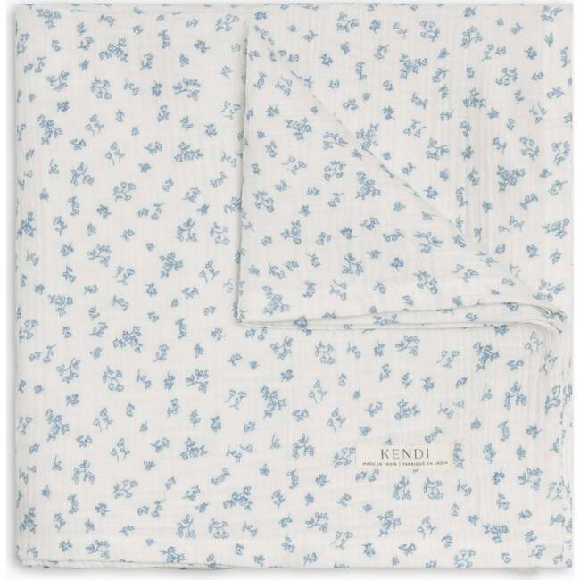 Muslin Swaddle Blanket, Rosebay Floral / Coconut + Sea