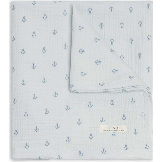 Muslin Swaddle Blanket, Anchor / Powder + Sea