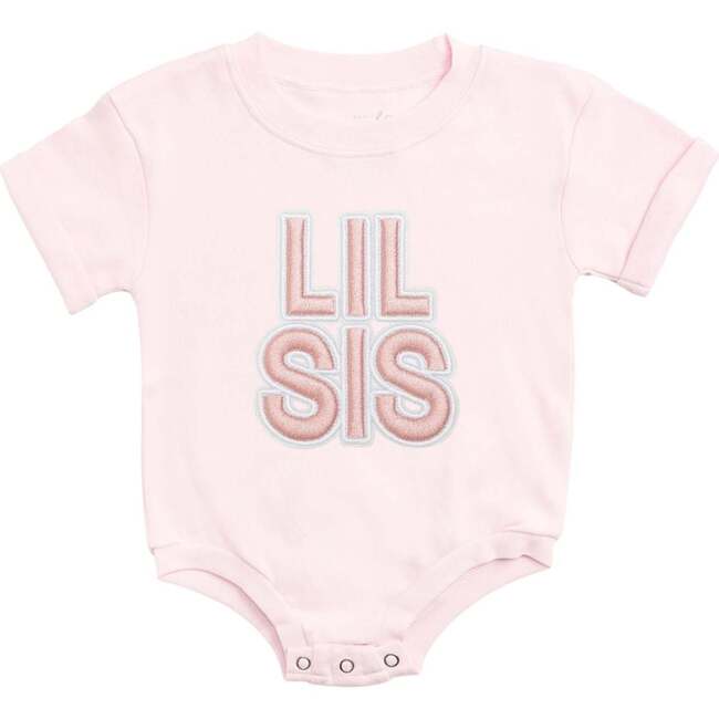 Lil Sis Embroidered Patch Short Sleeve Romper, Ballet