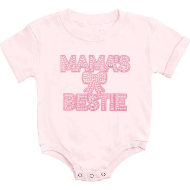 Mama's Bestie Pearl Patch Short Sleeve Romper, Ballet
