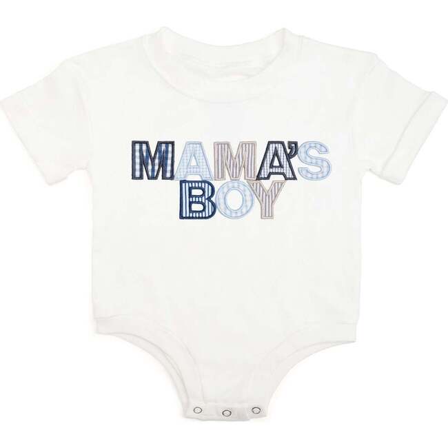 Mama's Boy Patchwork Short Sleeve Romper, White