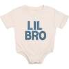 Lil Bro Embroidered Patch Short Sleeve Romper, Natural - Rompers - 1 - thumbnail