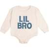 Lil Bro Embroidered Patch Long Sleeve Romper, Natural - Rompers - 1 - thumbnail