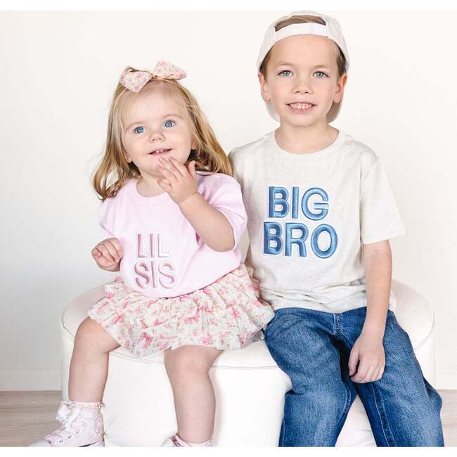 Lil Sis Embroidered Patch Short Sleeve Romper, Ballet