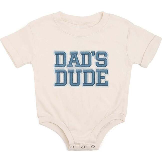 Dad's Dude Patch Short Sleeve Romper, Natural
