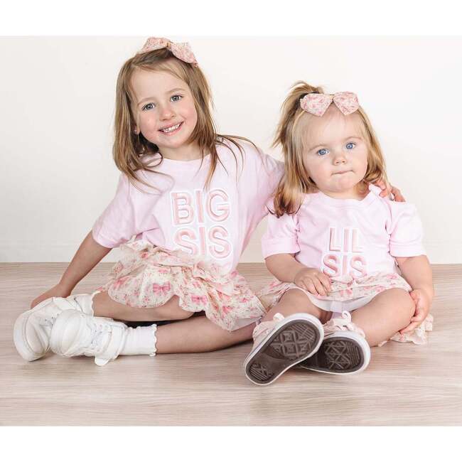 Lil Sis Embroidered Patch Short Sleeve Romper, Ballet - Rompers - 4