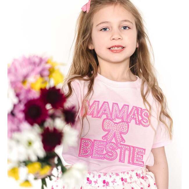 Mama's Bestie Pearl Patch Short Sleeve T-Shirt, Ballet - T-Shirts - 3