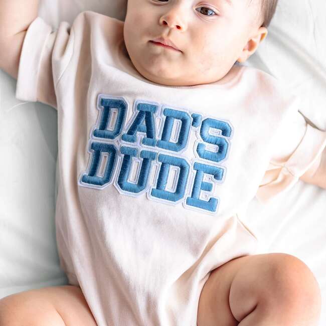 Dad's Dude Patch Short Sleeve Romper, Natural - Rompers - 3