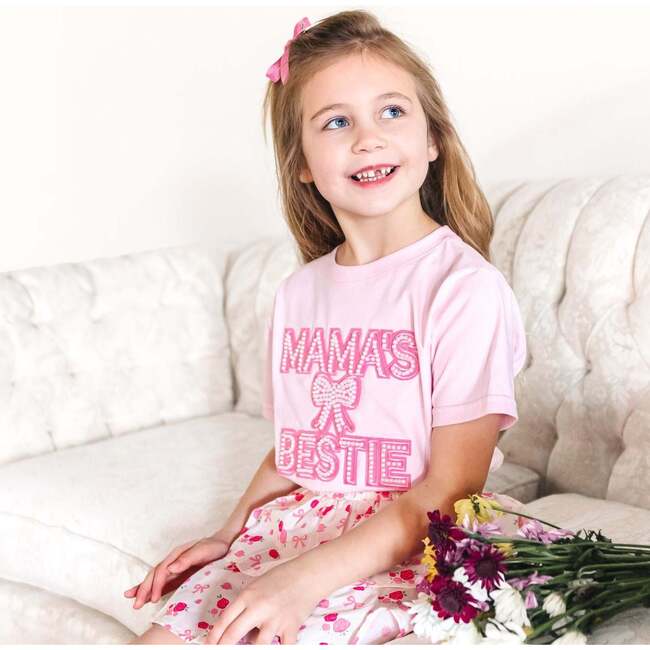 Mama's Bestie Pearl Patch Short Sleeve T-Shirt, Ballet - T-Shirts - 4