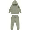 Organic Explorer Zip Hoodie & Sweatpants Set, Sage - Mixed Apparel Set - 1 - thumbnail