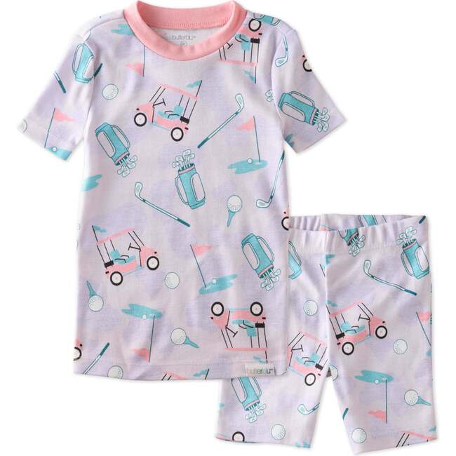 Shade 2 Piece PJ Short Sleeve Short Leg, Little Golfer Purple